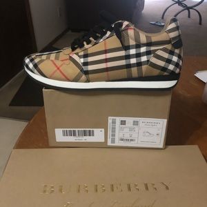 Burberry lace up vintage check cotton sneakers